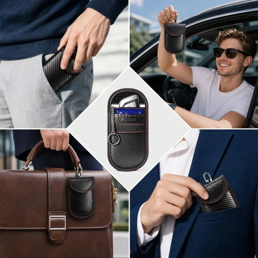 Etui antykradzieżowe Tech-Protect KLR100 RFID - czarno-czerwone