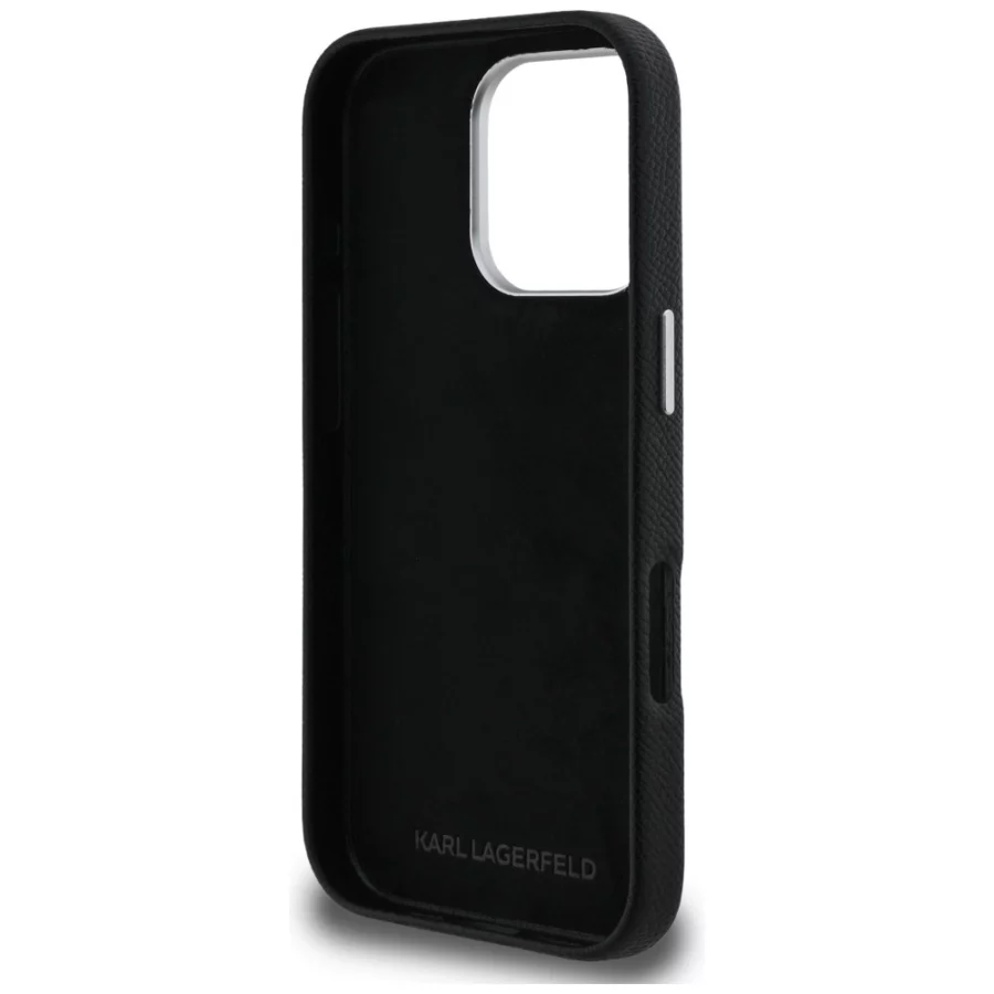 Etui Karl Lagerfeld FW Grained Signature Logo na iPhone 16 Pro Max - czarne