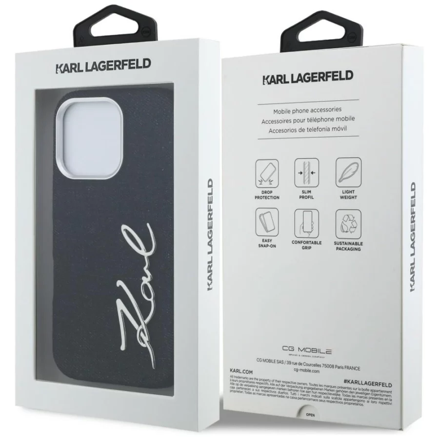 Etui Karl Lagerfeld FW Jeans Signature Logo na iPhone 16 Pro - czarne