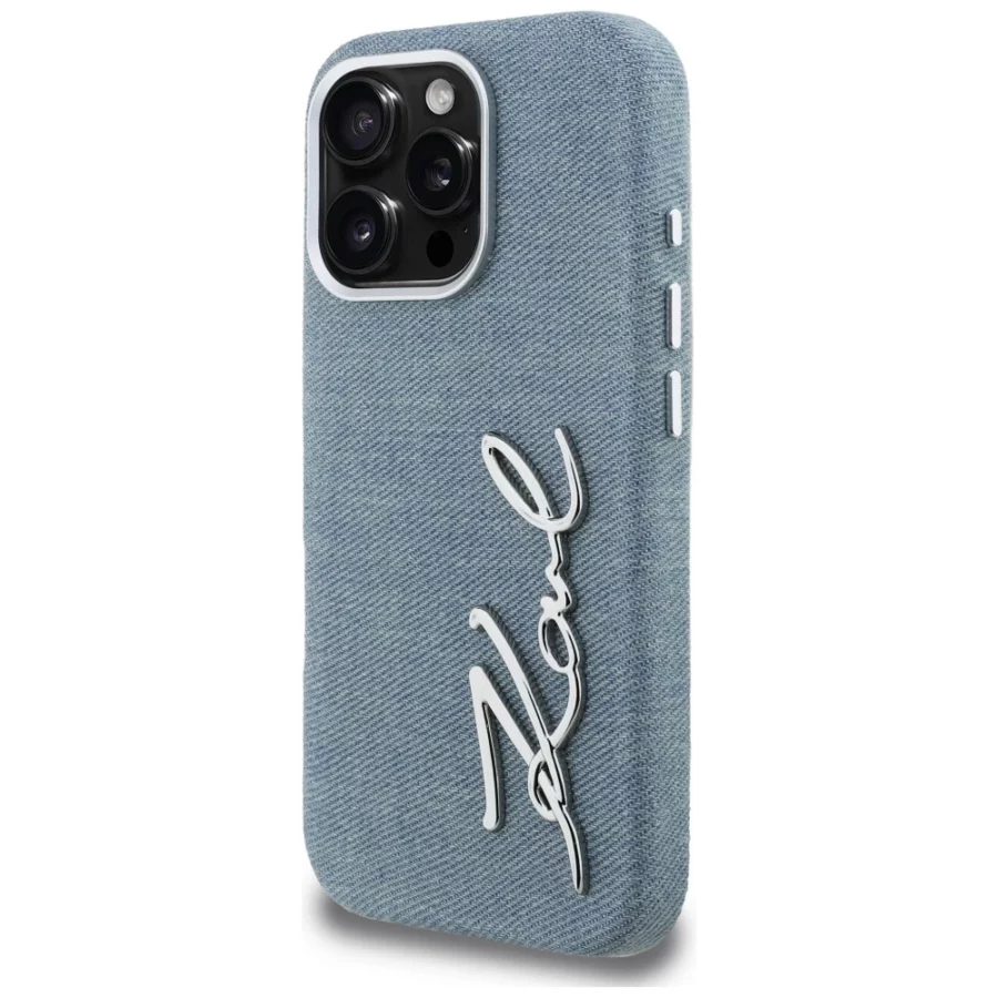 Etui Karl Lagerfeld FW Jeans Signature Logo na iPhone 16 Pro Max - niebieskie