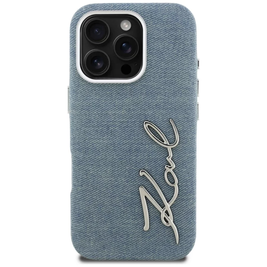 Etui Karl Lagerfeld FW Jeans Signature Logo na iPhone 16 Pro Max - niebieskie