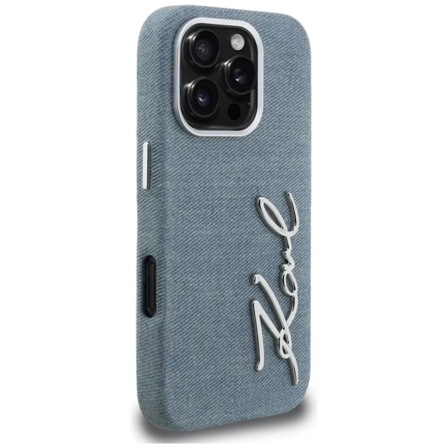 Etui Karl Lagerfeld FW Jeans Signature Logo na iPhone 16 Pro Max - niebieskie