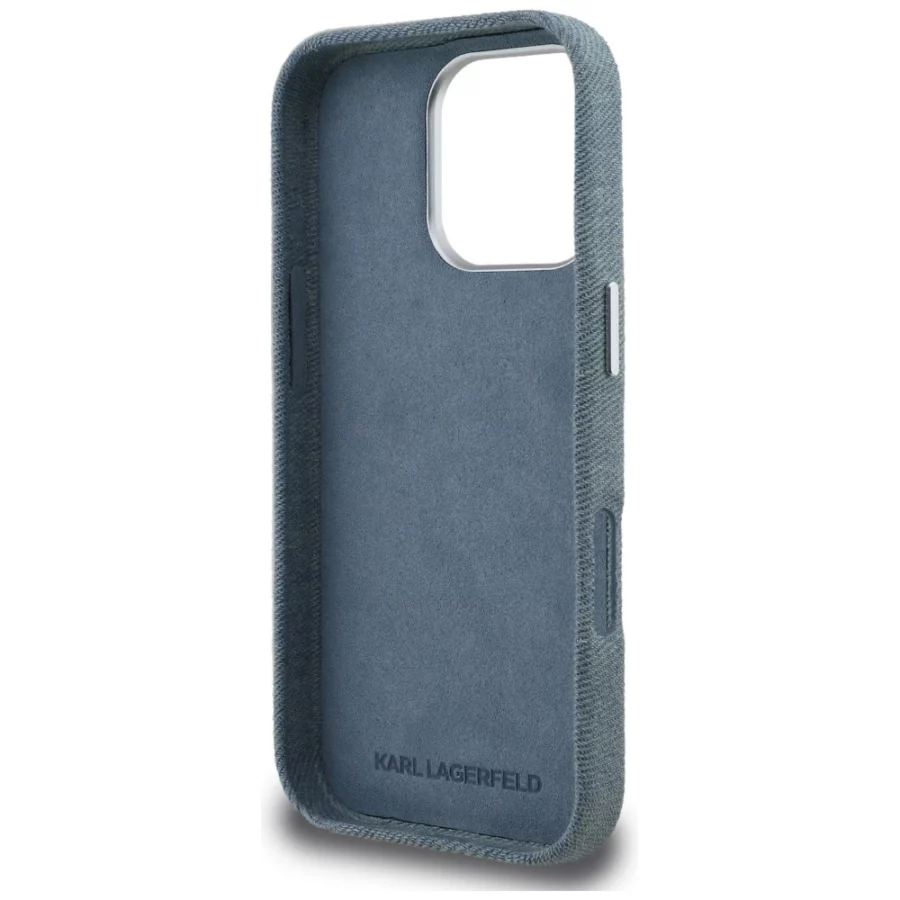 Etui Karl Lagerfeld FW Jeans Signature Logo na iPhone 16 Pro Max - niebieskie