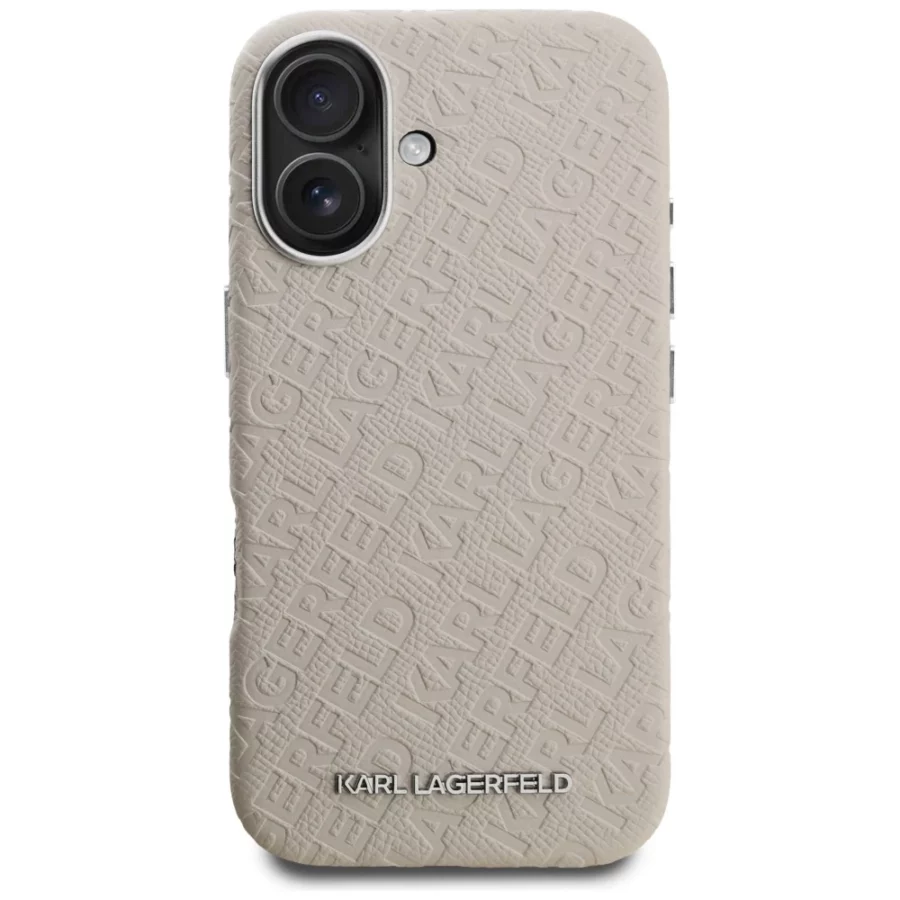 Etui Karl Lagerfeld FW Stamped Karl MagSafe na iPhone 16 - beżowe