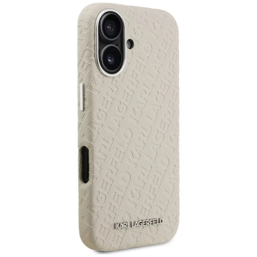 Etui Karl Lagerfeld FW Stamped Karl MagSafe na iPhone 16 - beżowe