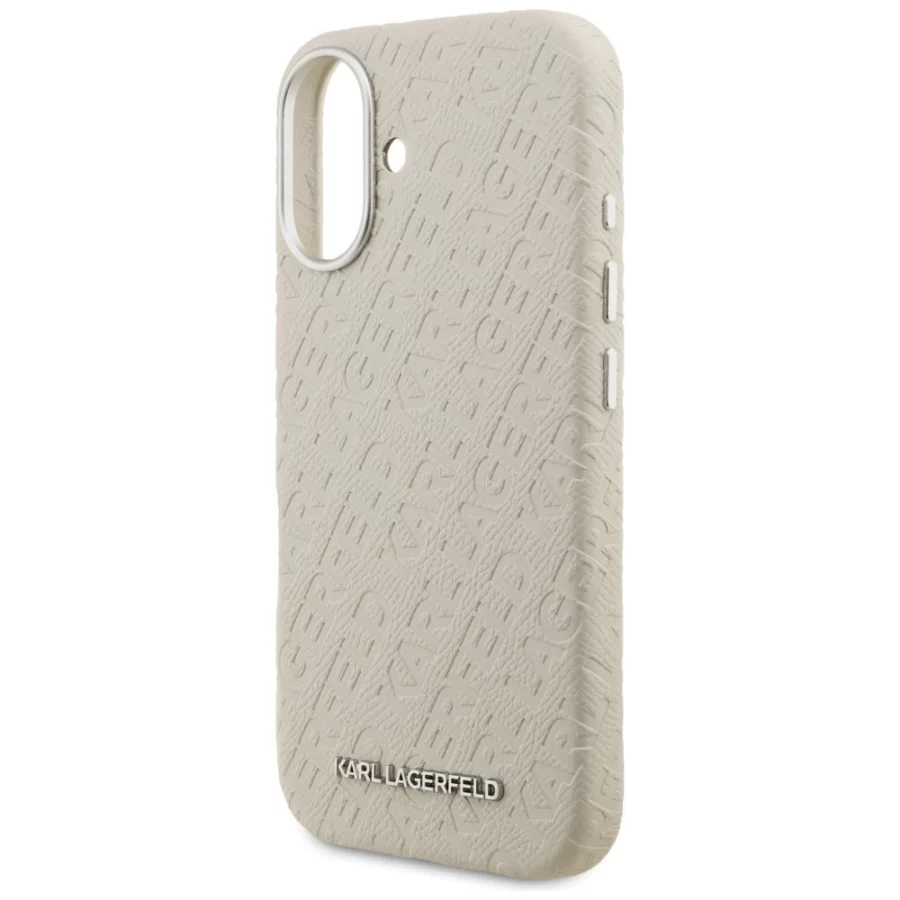 Etui Karl Lagerfeld FW Stamped Karl MagSafe na iPhone 16 - beżowe