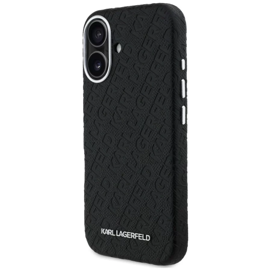 Etui Karl Lagerfeld FW Stamped Karl MagSafe na iPhone 16 - czarne