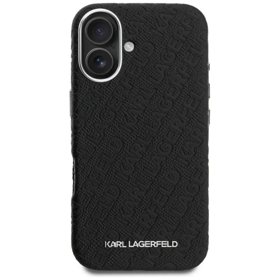 Etui Karl Lagerfeld FW Stamped Karl MagSafe na iPhone 16 - czarne