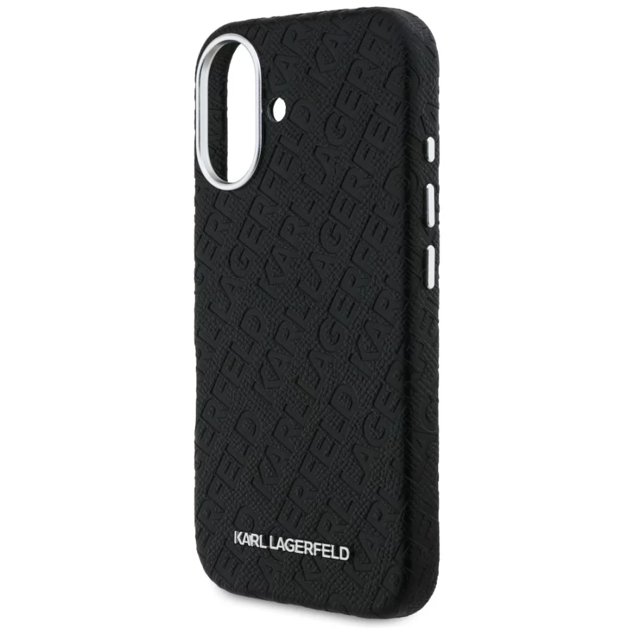 Etui Karl Lagerfeld FW Stamped Karl MagSafe na iPhone 16 - czarne
