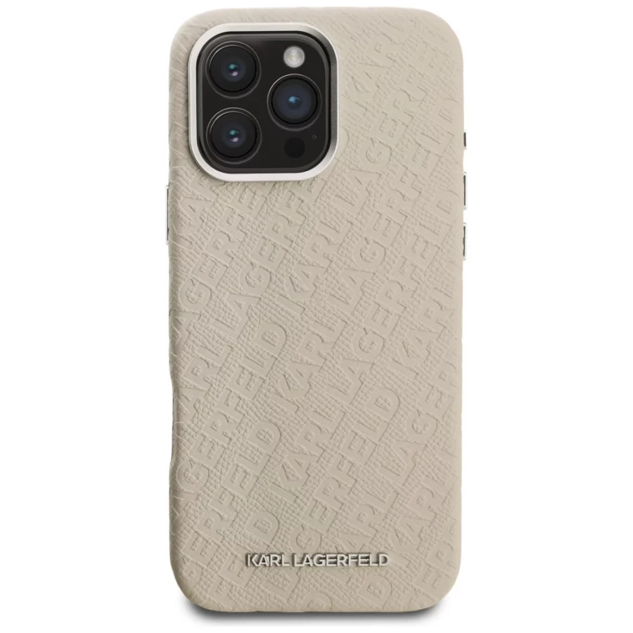 Etui Karl Lagerfeld FW Stamped Karl MagSafe na iPhone 16 Pro - beżowe