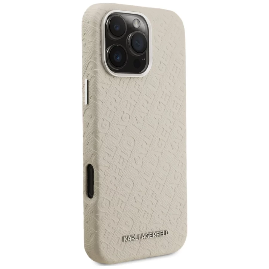 Etui Karl Lagerfeld FW Stamped Karl MagSafe na iPhone 16 Pro Max - beżowe