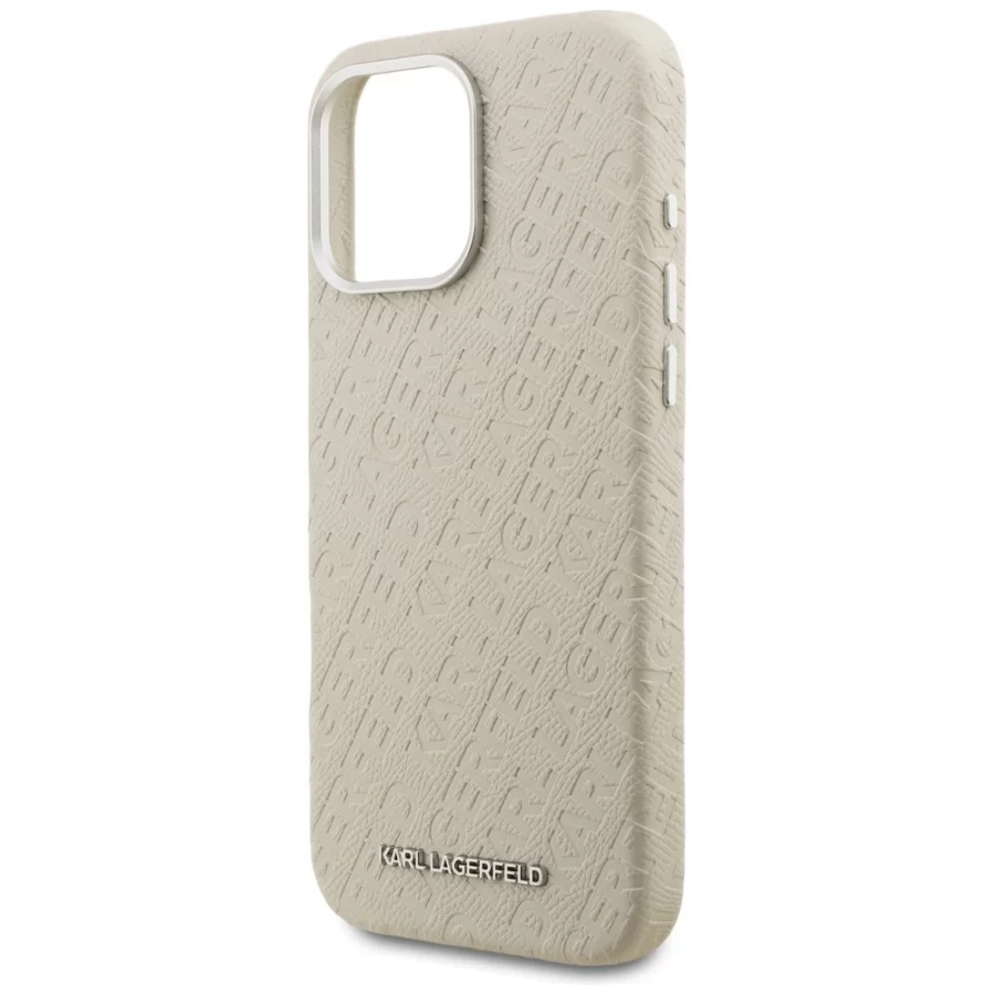 Etui Karl Lagerfeld FW Stamped Karl MagSafe na iPhone 16 Pro Max - beżowe