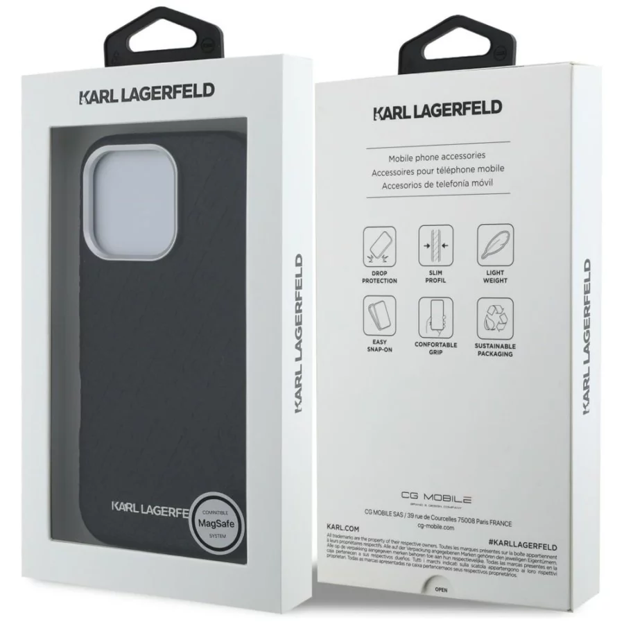 Etui Karl Lagerfeld FW Stamped Karl MagSafe na iPhone 16 Pro Max - czarne