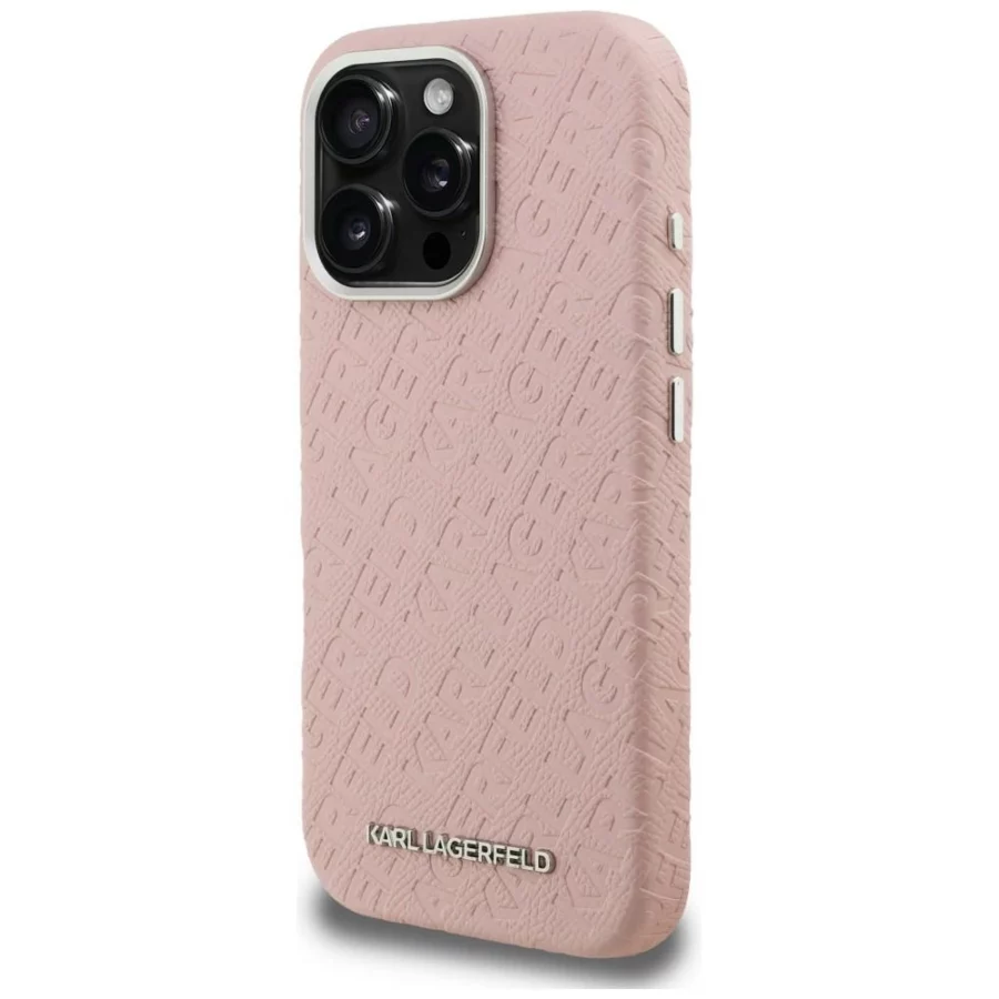 Etui Karl Lagerfeld FW Stamped Karl MagSafe na iPhone 16 Pro Max - różowe
