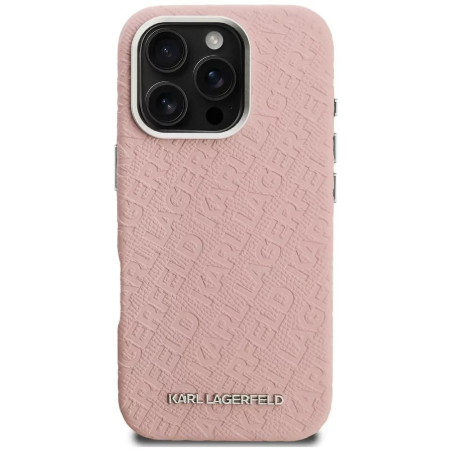 Etui Karl Lagerfeld FW Stamped Karl MagSafe na iPhone 16 Pro Max - różowe