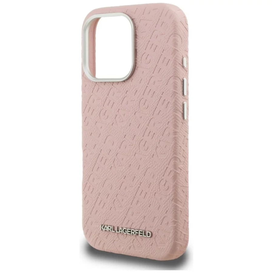 Etui Karl Lagerfeld FW Stamped Karl MagSafe na iPhone 16 Pro Max - różowe
