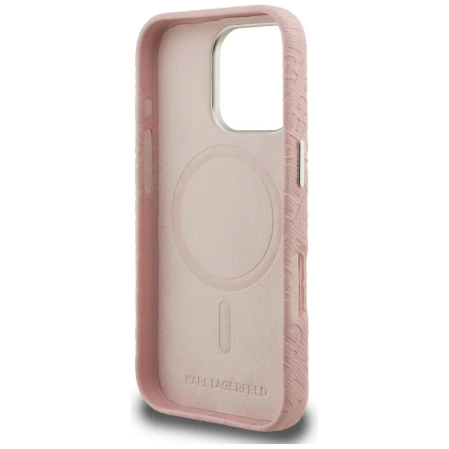 Etui Karl Lagerfeld FW Stamped Karl MagSafe na iPhone 16 Pro Max - różowe