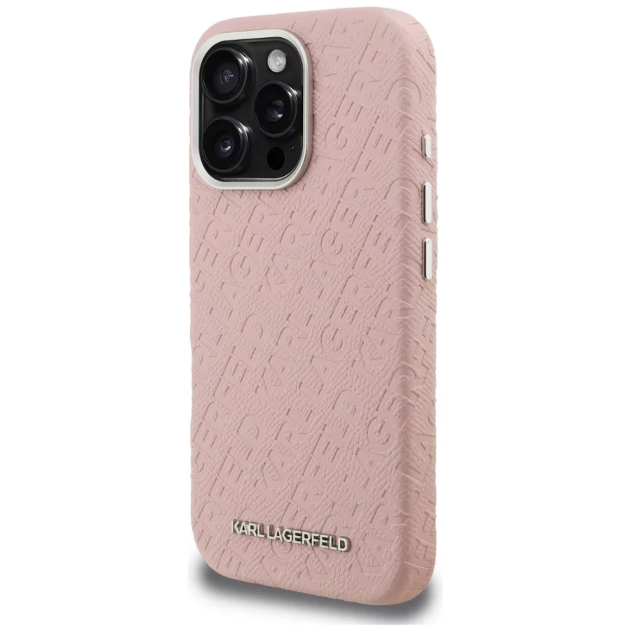 Etui Karl Lagerfeld FW Stamped Karl MagSafe na iPhone 16 Pro - różowe