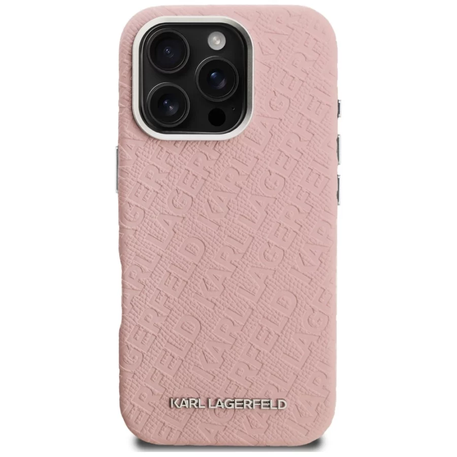 Etui Karl Lagerfeld FW Stamped Karl MagSafe na iPhone 16 Pro - różowe