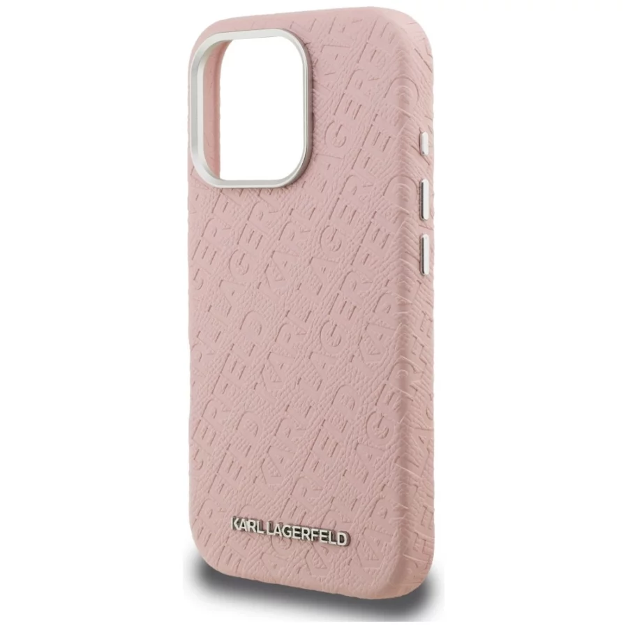 Etui Karl Lagerfeld FW Stamped Karl MagSafe na iPhone 16 Pro - różowe