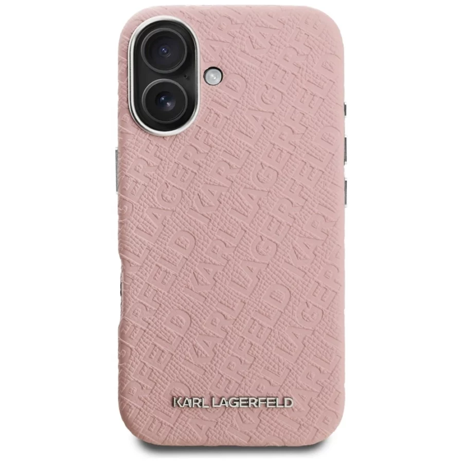 Etui Karl Lagerfeld FW Stamped Karl MagSafe na iPhone 16 - różowe