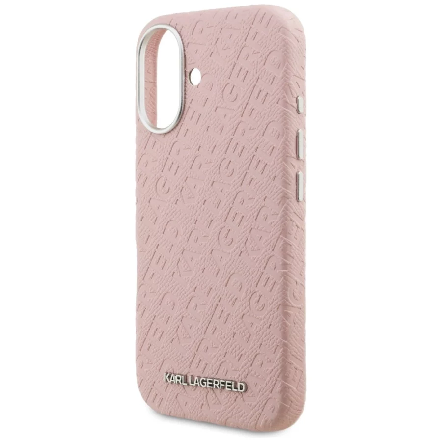 Etui Karl Lagerfeld FW Stamped Karl MagSafe na iPhone 16 - różowe