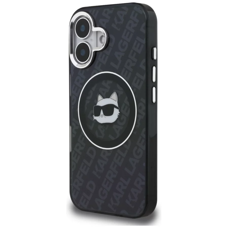 Etui Karl Lagerfeld IML Choupette Head Logo MagSafe na iPhone 16 - czarne