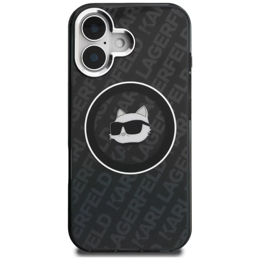 Etui Karl Lagerfeld IML Choupette Head Logo MagSafe na iPhone 16 - czarne
