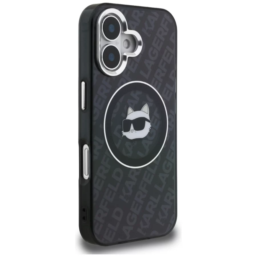Etui Karl Lagerfeld IML Choupette Head Logo MagSafe na iPhone 16 - czarne