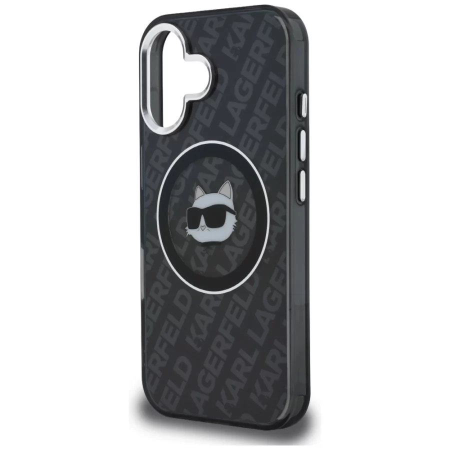 Etui Karl Lagerfeld IML Choupette Head Logo MagSafe na iPhone 16 - czarne