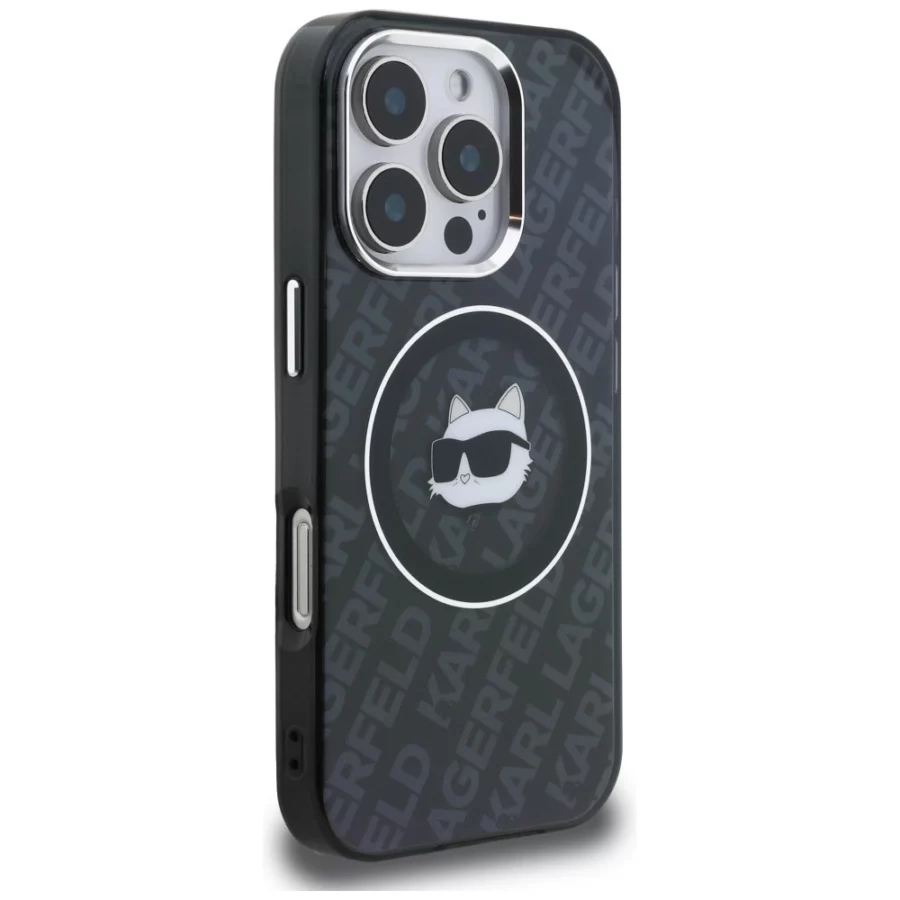 Etui Karl Lagerfeld IML Choupette Head Logo MagSafe na iPhone 16 Pro - czarne