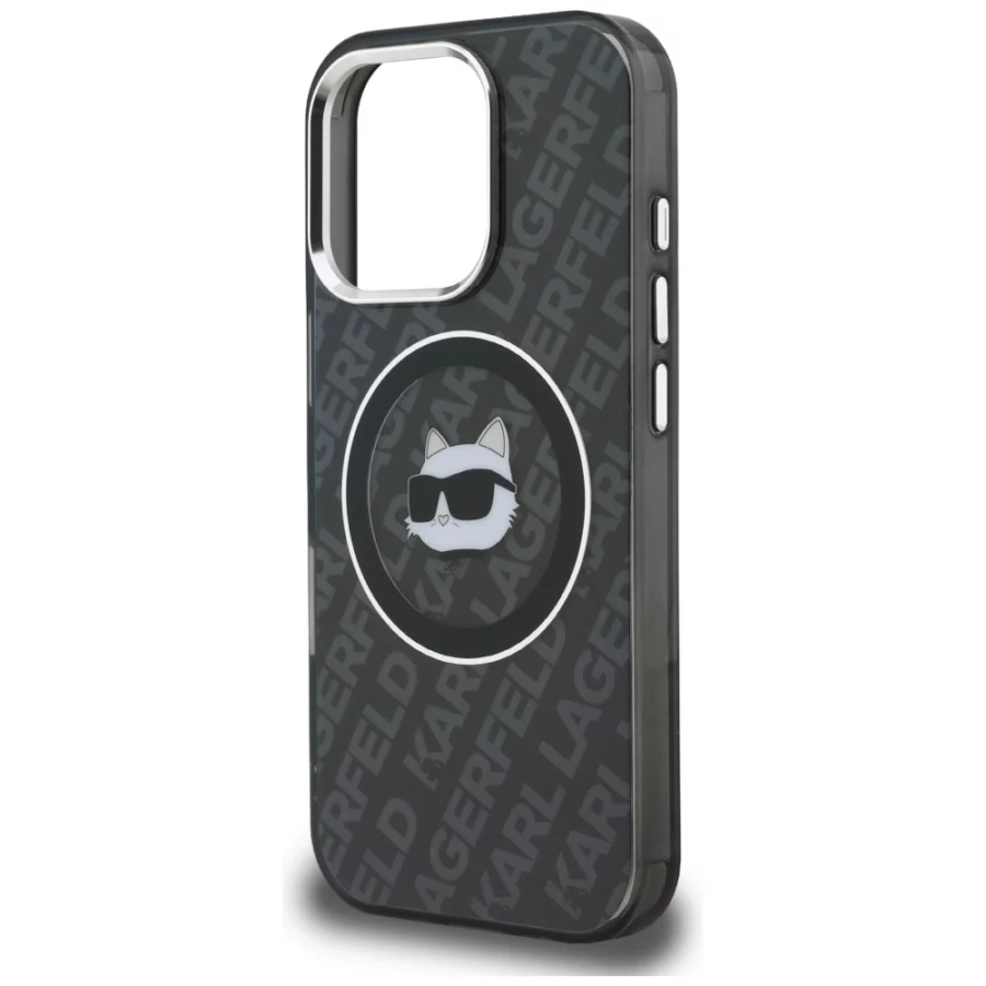 Etui Karl Lagerfeld IML Choupette Head Logo MagSafe na iPhone 16 Pro - czarne