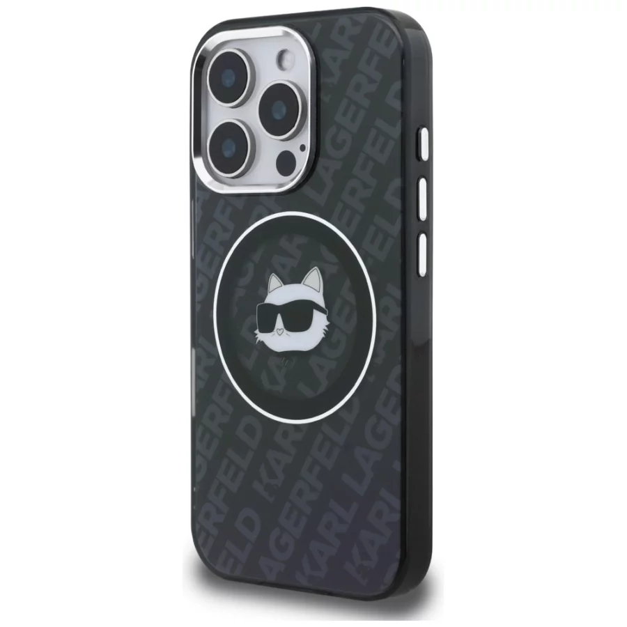 Etui Karl Lagerfeld IML Choupette Head Logo MagSafe na iPhone 16 Pro Max - czarne