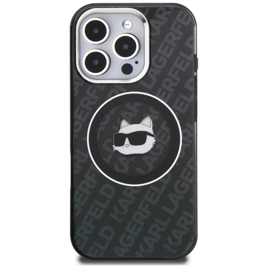 Etui Karl Lagerfeld IML Choupette Head Logo MagSafe na iPhone 16 Pro Max - czarne