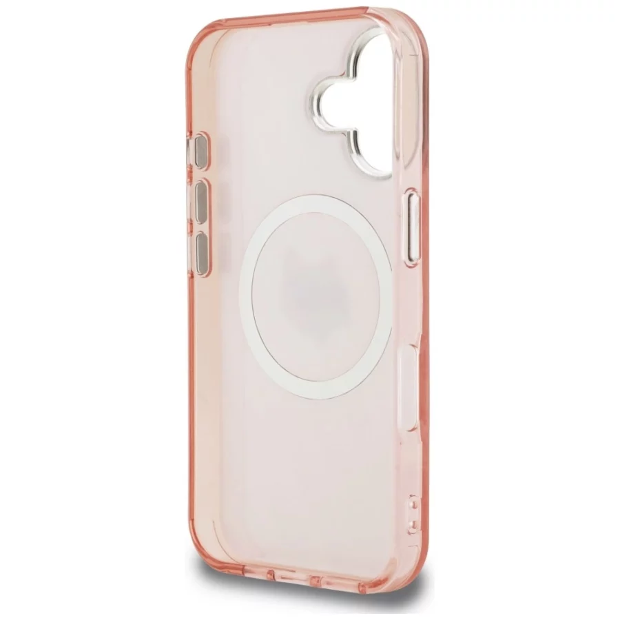 Etui Karl Lagerfeld IML Choupette Head Logo MagSafe na iPhone 16 - różowe