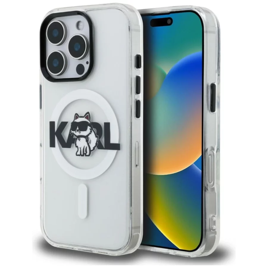 Etui Karl Lagerfeld IML Choupette Sketch Logo MagSafe na iPhone 16 Pro Max - przezroczyste