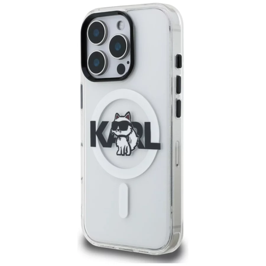 Etui Karl Lagerfeld IML Choupette Sketch Logo MagSafe na iPhone 16 Pro Max - przezroczyste