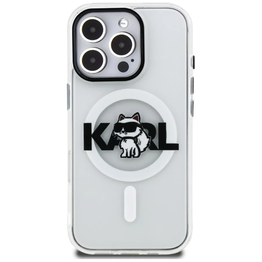 Etui Karl Lagerfeld IML Choupette Sketch Logo MagSafe na iPhone 16 Pro Max - przezroczyste