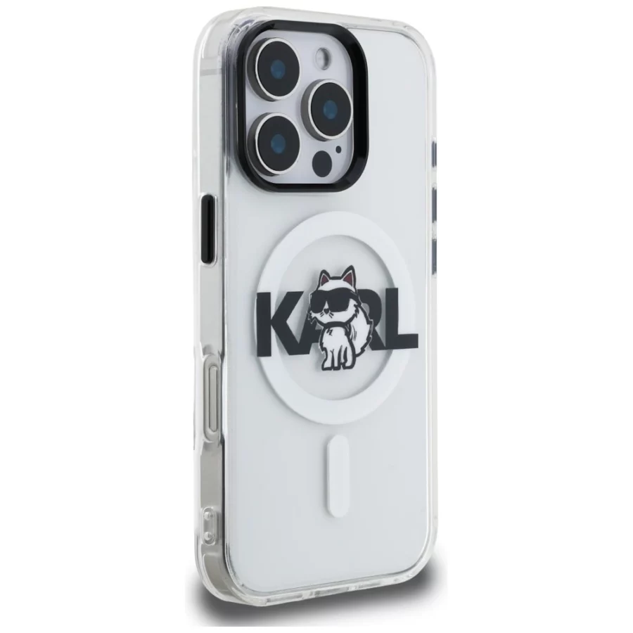 Etui Karl Lagerfeld IML Choupette Sketch Logo MagSafe na iPhone 16 Pro Max - przezroczyste