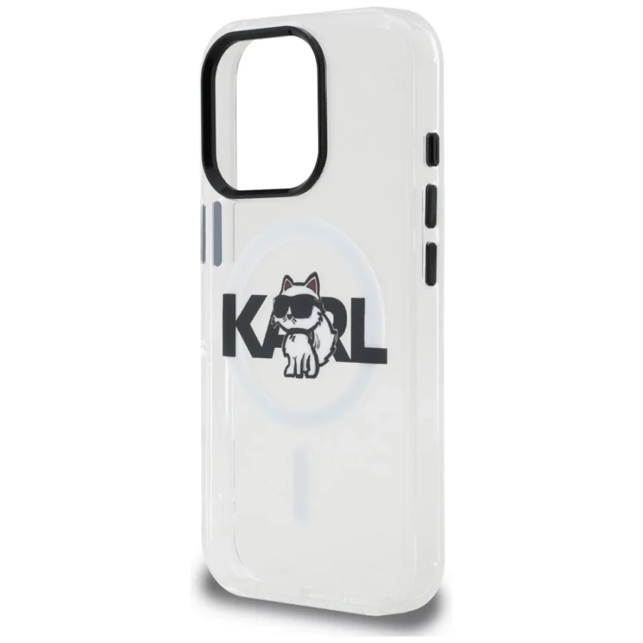 Etui Karl Lagerfeld IML Choupette Sketch Logo MagSafe na iPhone 16 Pro Max - przezroczyste