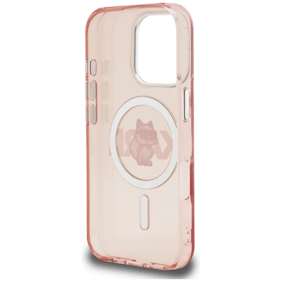 Etui Karl Lagerfeld IML Choupette Sketch Logo MagSafe na iPhone 16 Pro - różowe