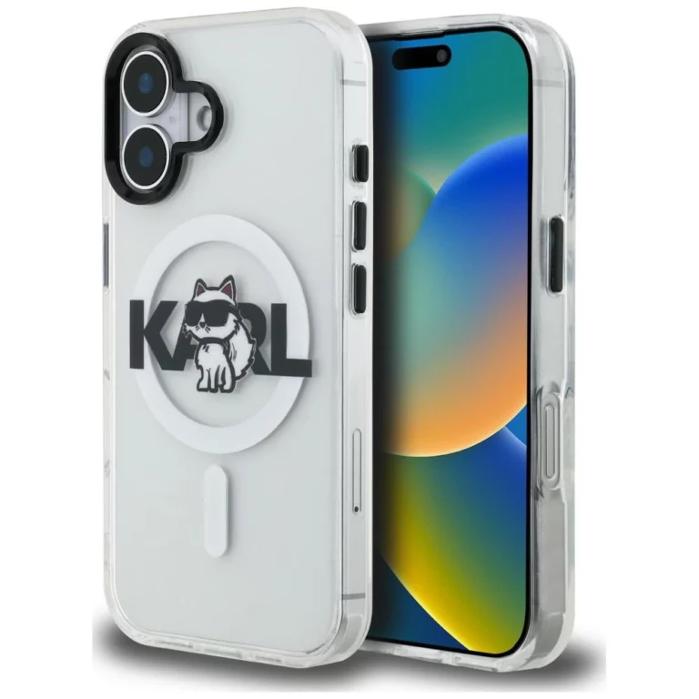Etui Karl Lagerfeld IML Choupette Sketch Logo MagSafe na iPhone 16 - przezroczyste