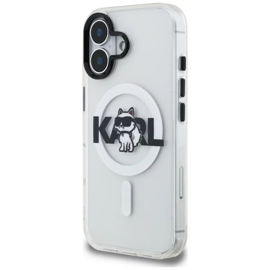 Etui Karl Lagerfeld IML Choupette Sketch Logo MagSafe na iPhone 16 - przezroczyste