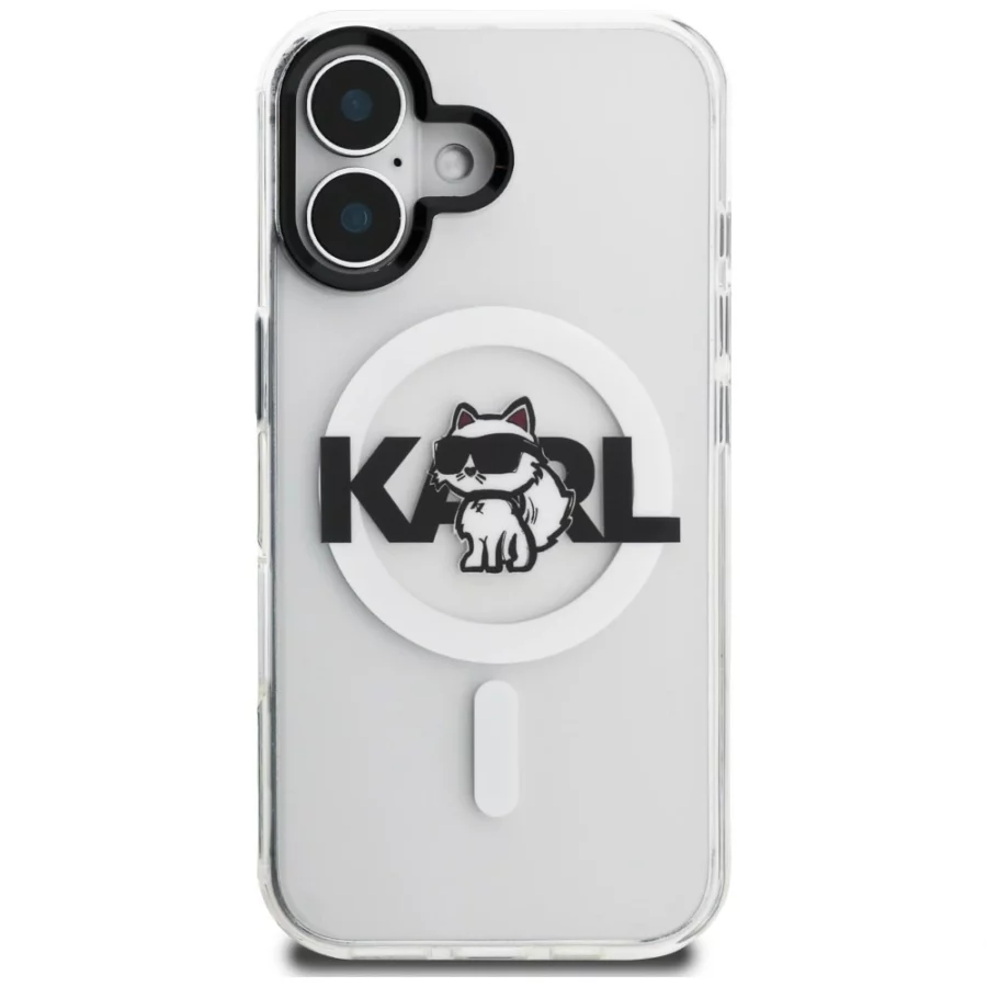 Etui Karl Lagerfeld IML Choupette Sketch Logo MagSafe na iPhone 16 - przezroczyste