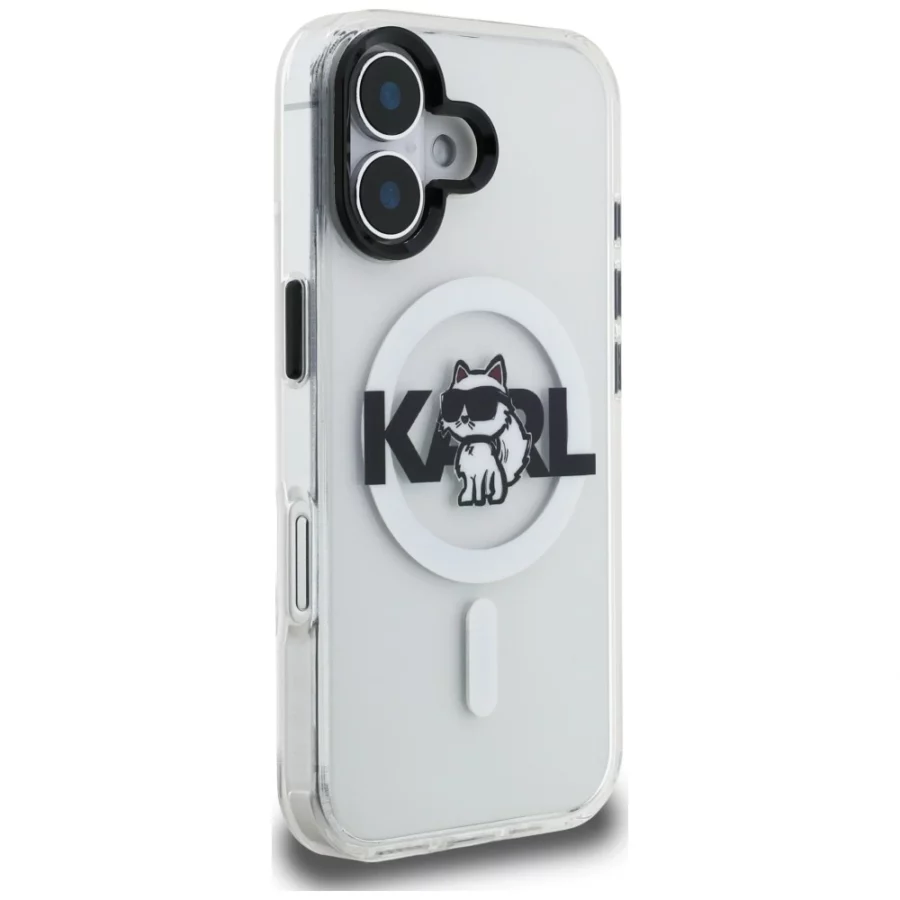 Etui Karl Lagerfeld IML Choupette Sketch Logo MagSafe na iPhone 16 - przezroczyste