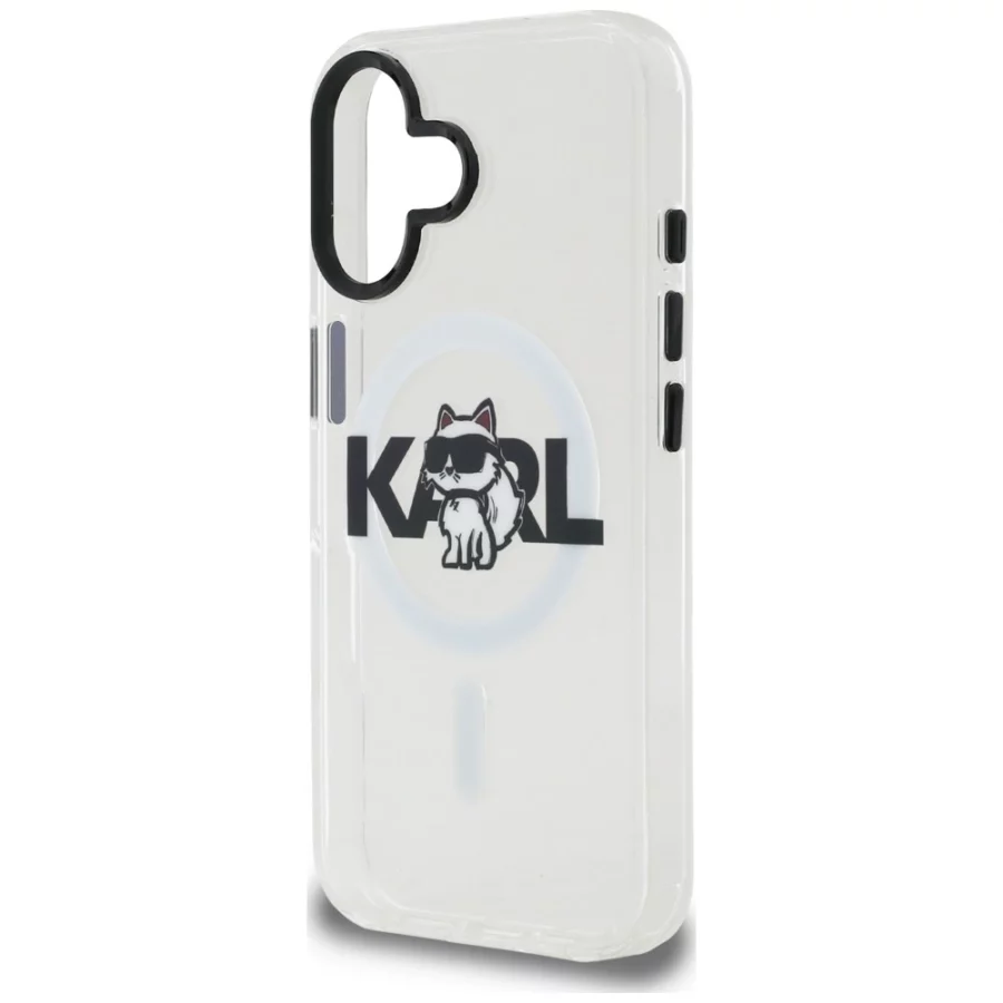 Etui Karl Lagerfeld IML Choupette Sketch Logo MagSafe na iPhone 16 - przezroczyste