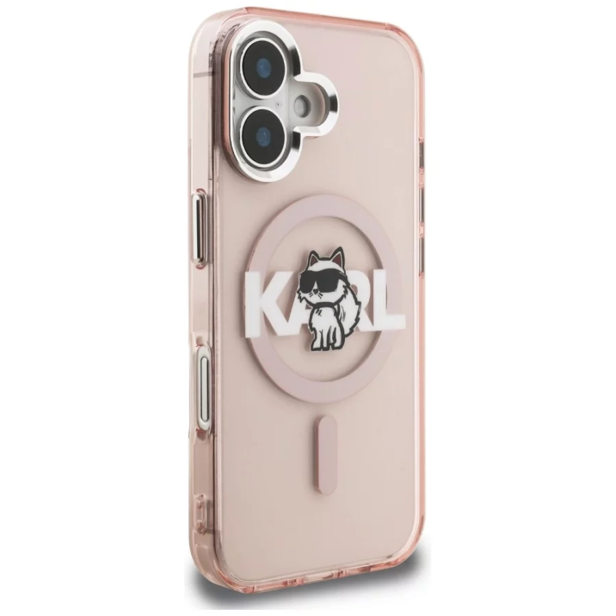 Etui Karl Lagerfeld IML Choupette Sketch Logo MagSafe na iPhone 16 - różowe