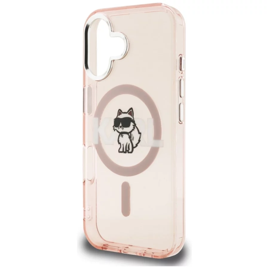 Etui Karl Lagerfeld IML Choupette Sketch Logo MagSafe na iPhone 16 - różowe