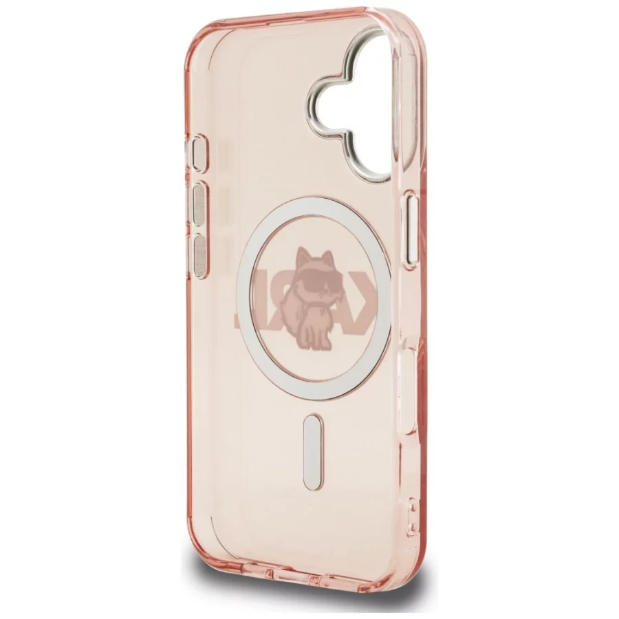 Etui Karl Lagerfeld IML Choupette Sketch Logo MagSafe na iPhone 16 - różowe