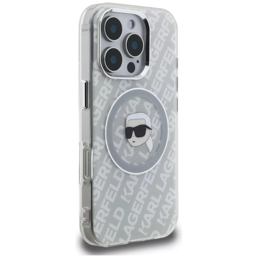 Etui Karl Lagerfeld IML Karl Head Logo MagSafe na iPhone 16 Pro Max - szare